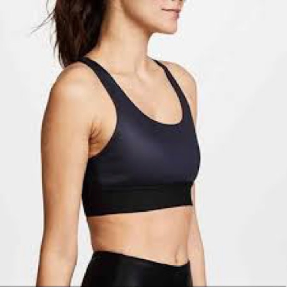 Koral Faux Leather Mesh Black Sports Bra